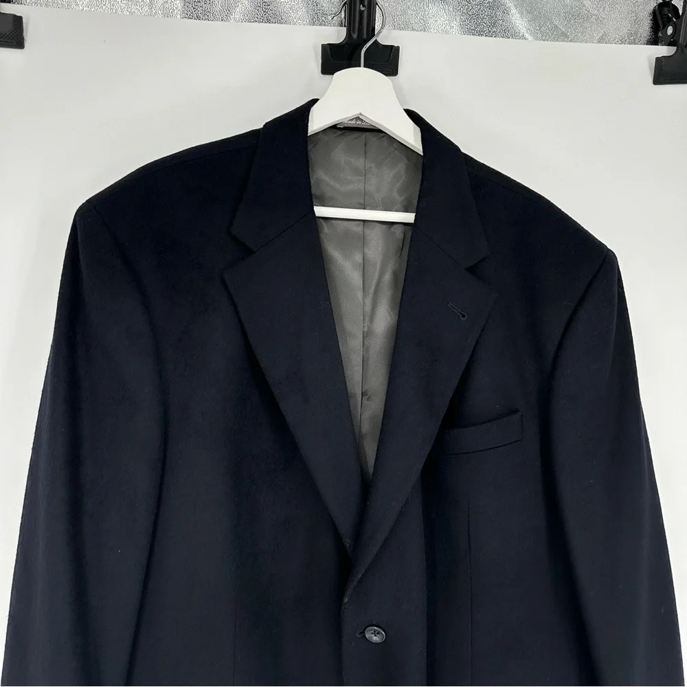 Oscar De La Renta Navy Blue Wool & Cashmere Blazer 48R